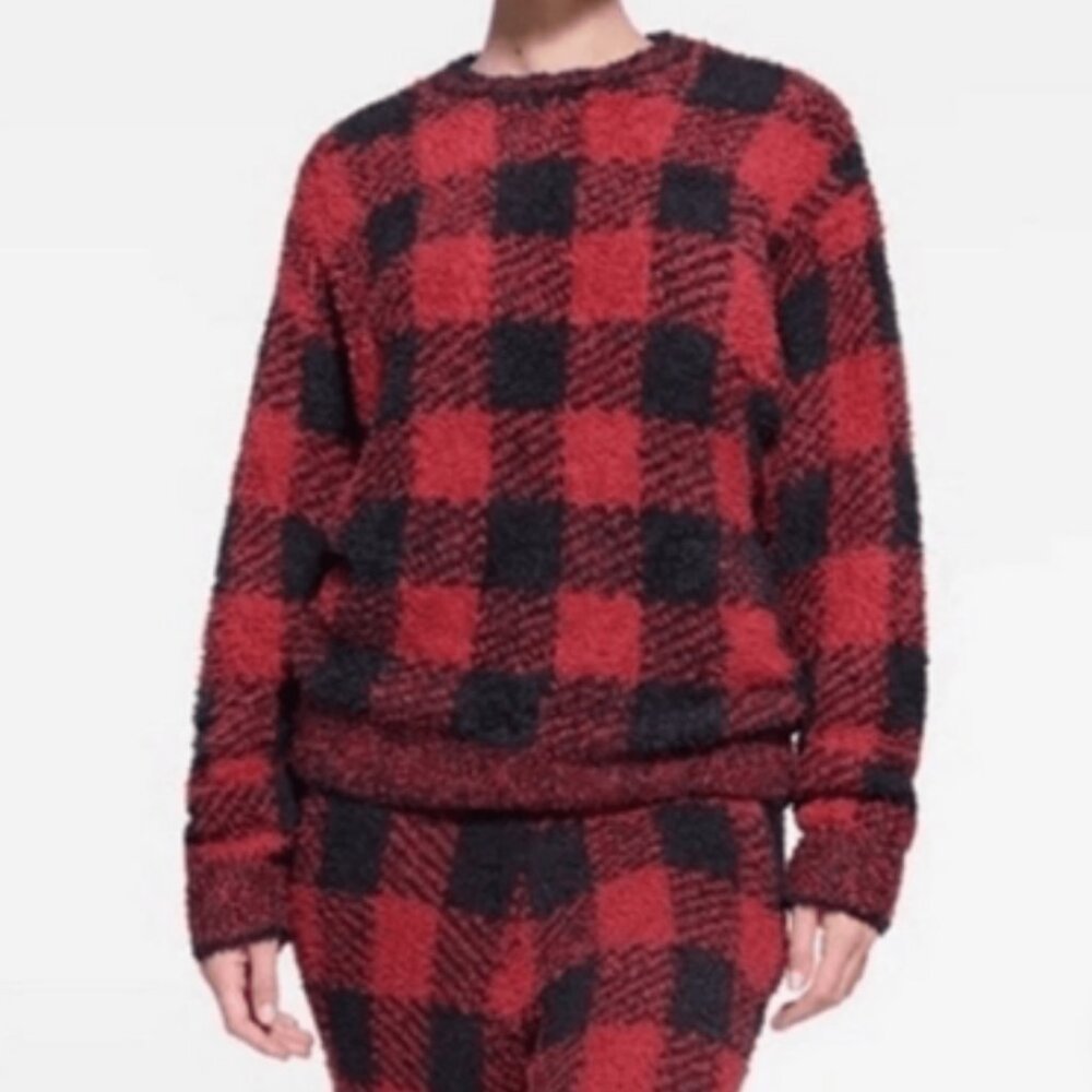 SKIMS "Cozy Knit" Plaid Pullover